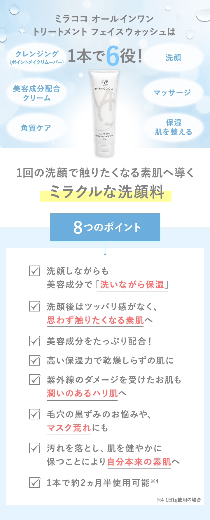 触りたくなる素肌へ導くミラクルな洗顔料 8つのポイント